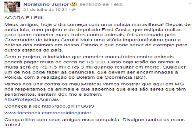 deputado-noraldino-junior-comemorando-aprovaçao-de-lei-contra-maus-tratos